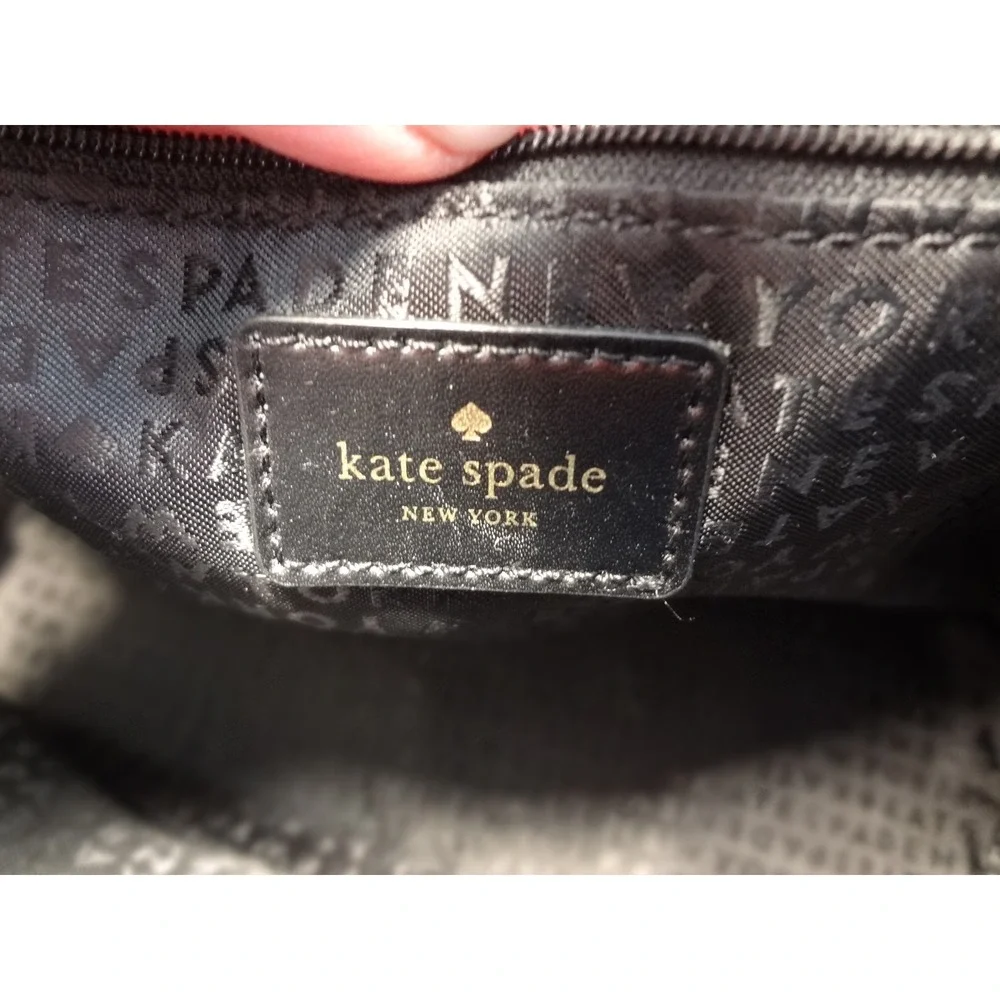 Kate Spade Floral Tote Bag Womens Medium Black Pink Excellent Saffiano Leather